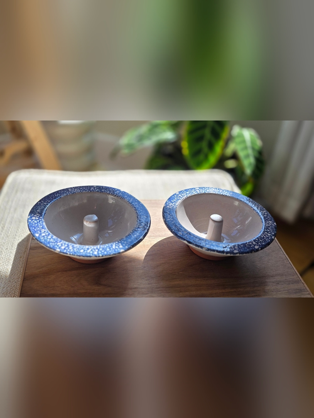 The Original Apple Baker Blue White Glazed Pottery